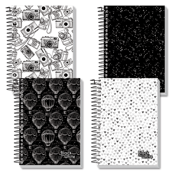 papelaria_obelisco_Caderno_Universitario_Capa_Dura_Espiral_1x1_Black_White_96fls_2215_-_Kit