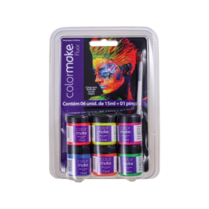 Cartela 6 Cores Fluor 15ML/Pincel