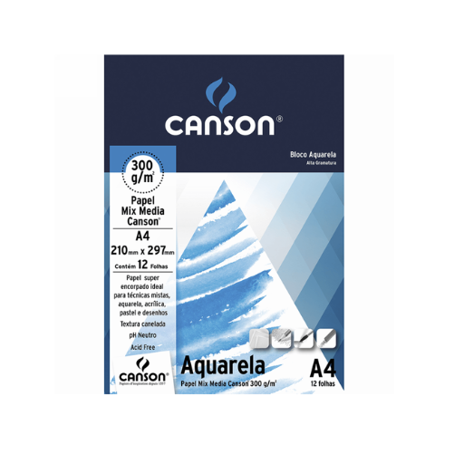 BLOCO AQUARELA A3 300GR 12 FLS R.66667181 BLACK