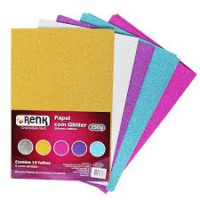 PAPEL GLITTER A4 250GR C/10 SORTIDO