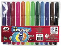 CANETA HIDROCOR COM 12 CORES JUMBO