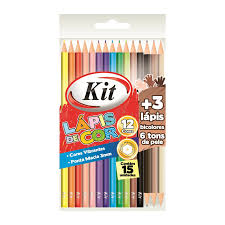 LAPIS DE COR 12 CORES C/3 LAPIS BICOLOR PELE R.KIT12E3BI