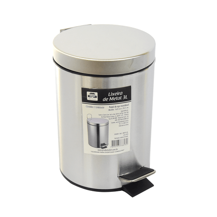 LIXEIRA METAL C/PEDAL 3L R. B0010-3L INOX