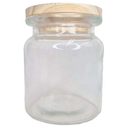 POTE CONDIMENTO VIDRO C/TAMPA MADEIRA R.B6069