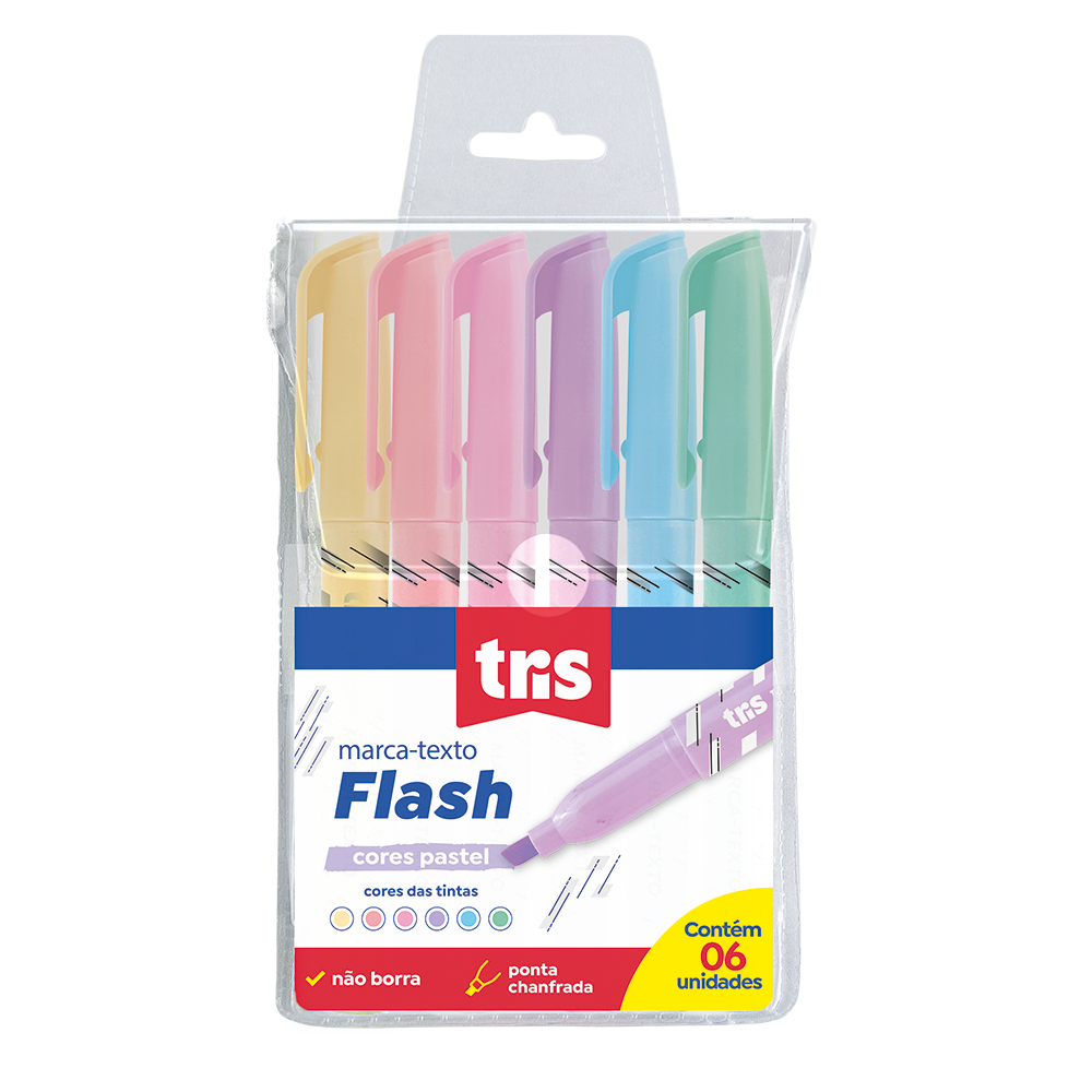 MARCA TEXTO TRIS FLASH PASTEL C/6 R.607283$
