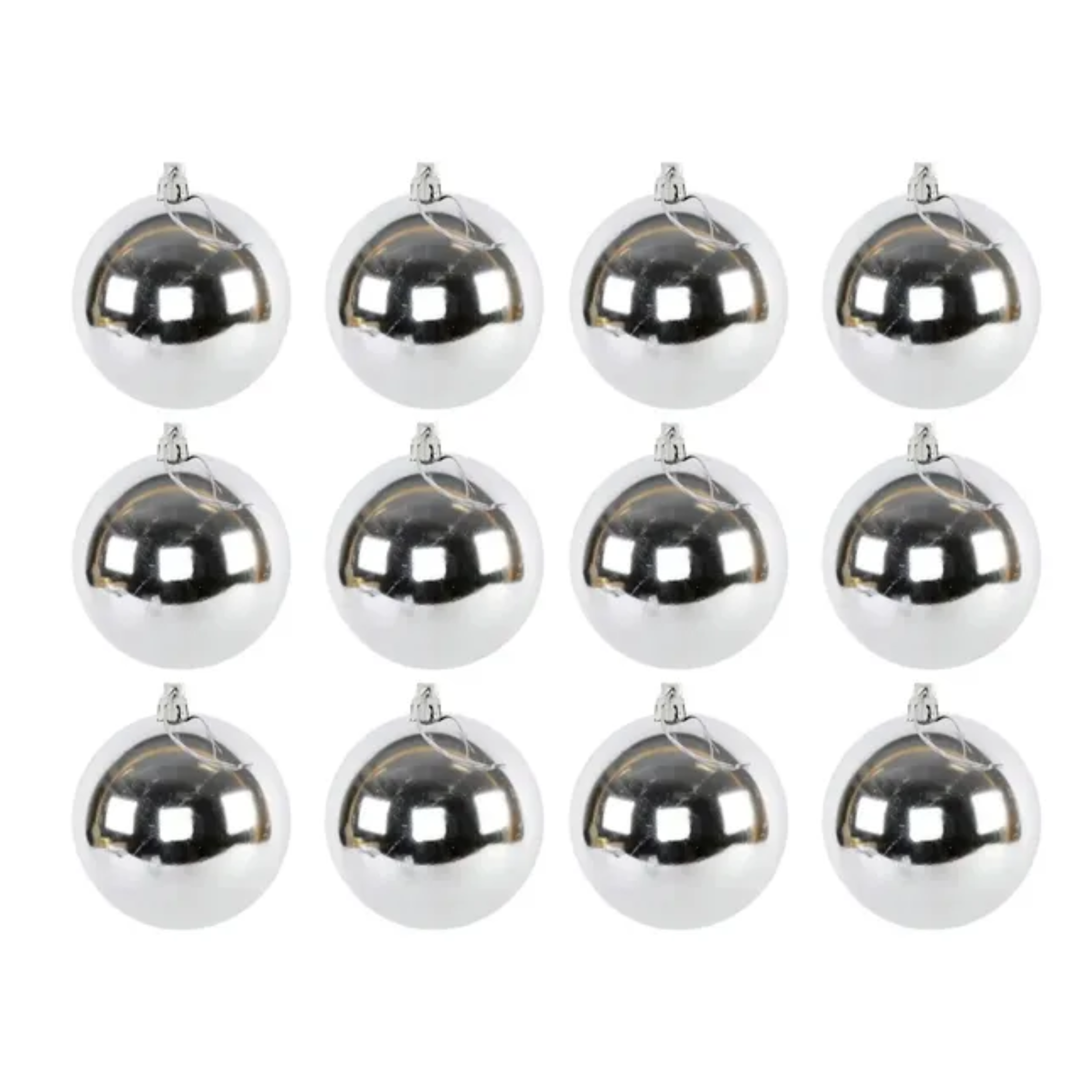 BOLA BASIC  2CM METALICA PRATA COM 12 UND NATAL
