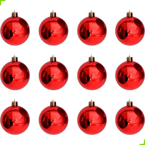 BOLA BASIC 3CM METALICA VERMELHO COM 12 UND NATAL